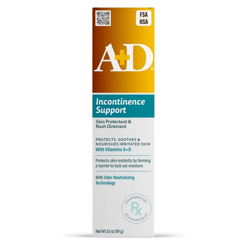 A + D Incontinence Support Skin Protectant & Rash Ointment – Treats & Prevents Incontinence Rash, Soothes Chafed Skin, Odor Neutralizing Technology - 3.5oz - Image 1